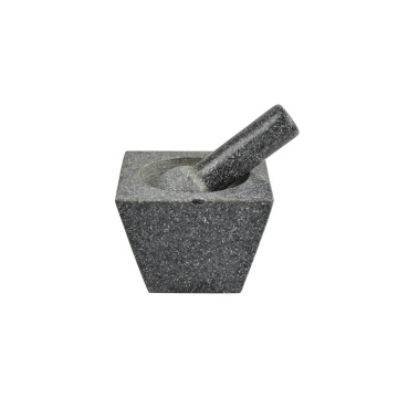 Square granite /marble mortar and pestle polished